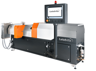 Chemical Purging compounds can safely run through melt pumps and static mixers on extruders like this one from Leistritz.